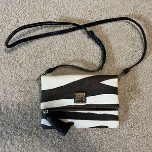 Dooney and Bourke Serengeti Foldover Zip Crossbody, Zebra/Black